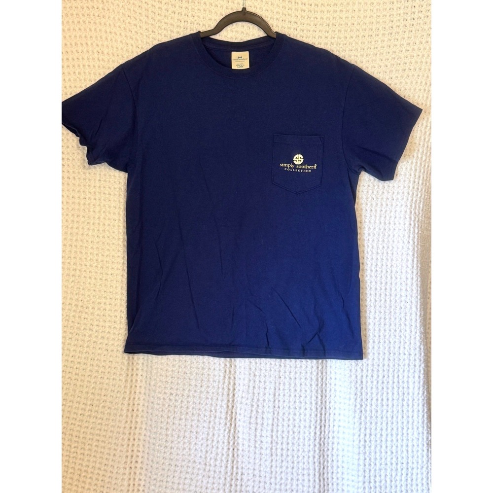 Simply Southern‎ Large Owl Graphic T-Shirt Blue Short Sleeve